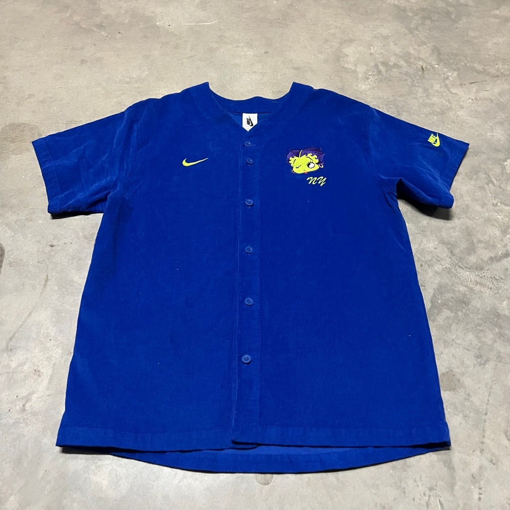 Nike SB Corduroy Baseball Jersey Blue Betty Boop NY CT2096-480 Mens Small
